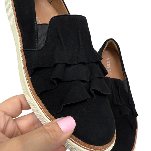 Vionic Mahalo Suede Ruffles Women's Slip-on Shoe Sneakers in Black Size 8 - Picture 6 of 8